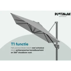 Platinum Voyager zweefparasol T1 3x2 m. - Antraciet met voet en hoes