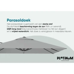 Platinum Voyager zweefparasol T1 3x2 m. - Antraciet met voet en hoes