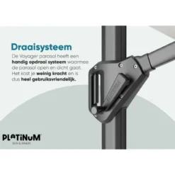 Platinum Voyager zweefparasol T1 3x2 m. - Antraciet met voet en hoes