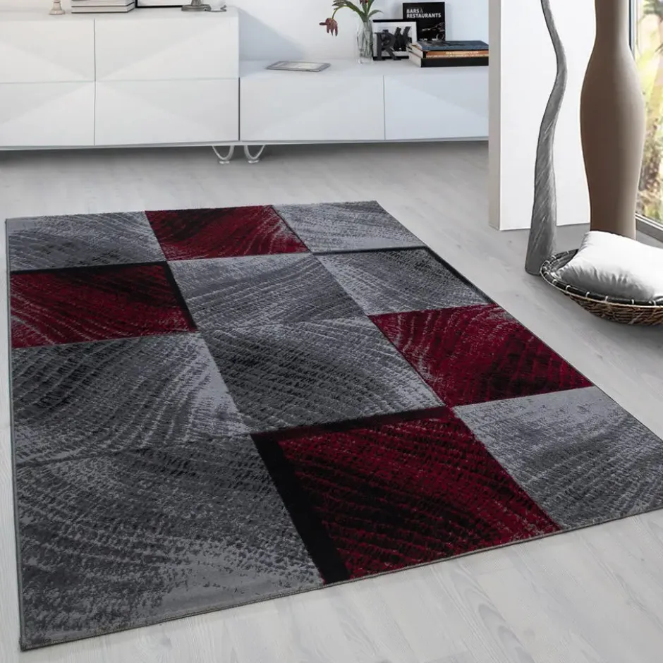 Plus Vloerkleed Laagpolig Grijs / Rood - 160x230 CM