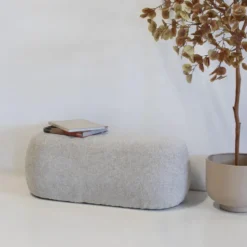 Poef Beige Stof - Zithoogte 38cm - 100x50x38cm - Sarah