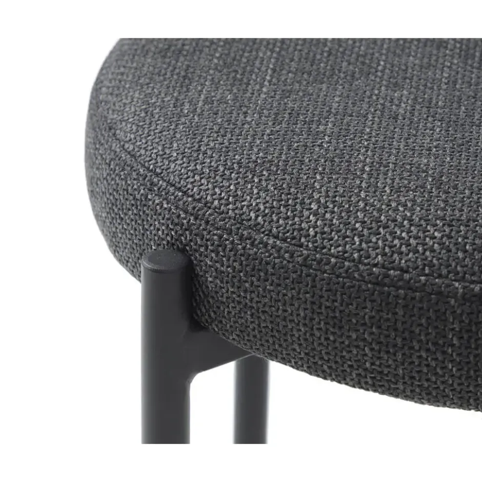 Poef Donkergrijs Stof - 43,5x44x48cm - Pelican
