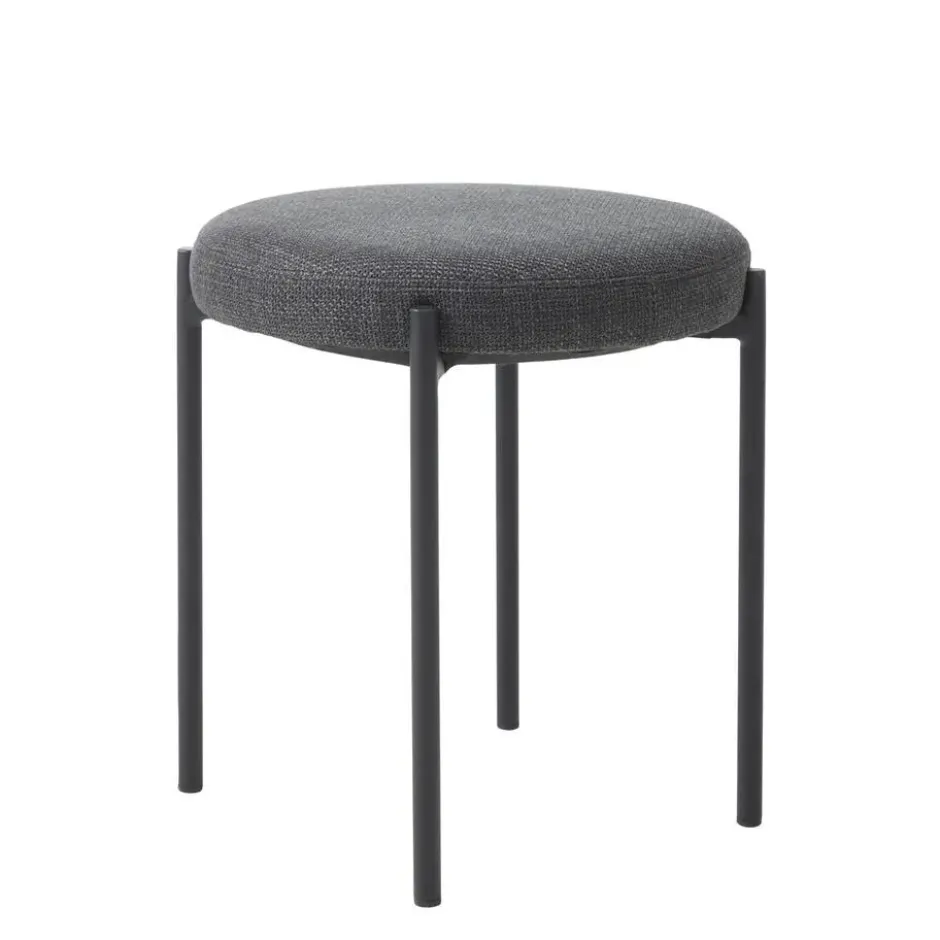 Poef Donkergrijs Stof - 43,5x44x48cm - Pelican
