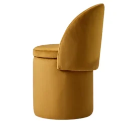 Poef met rugleuning en opbergruimte in geel fluweel.