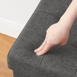 Poef - opvouwbaar - zonder poten - stof - 38 cm - donkergrijs