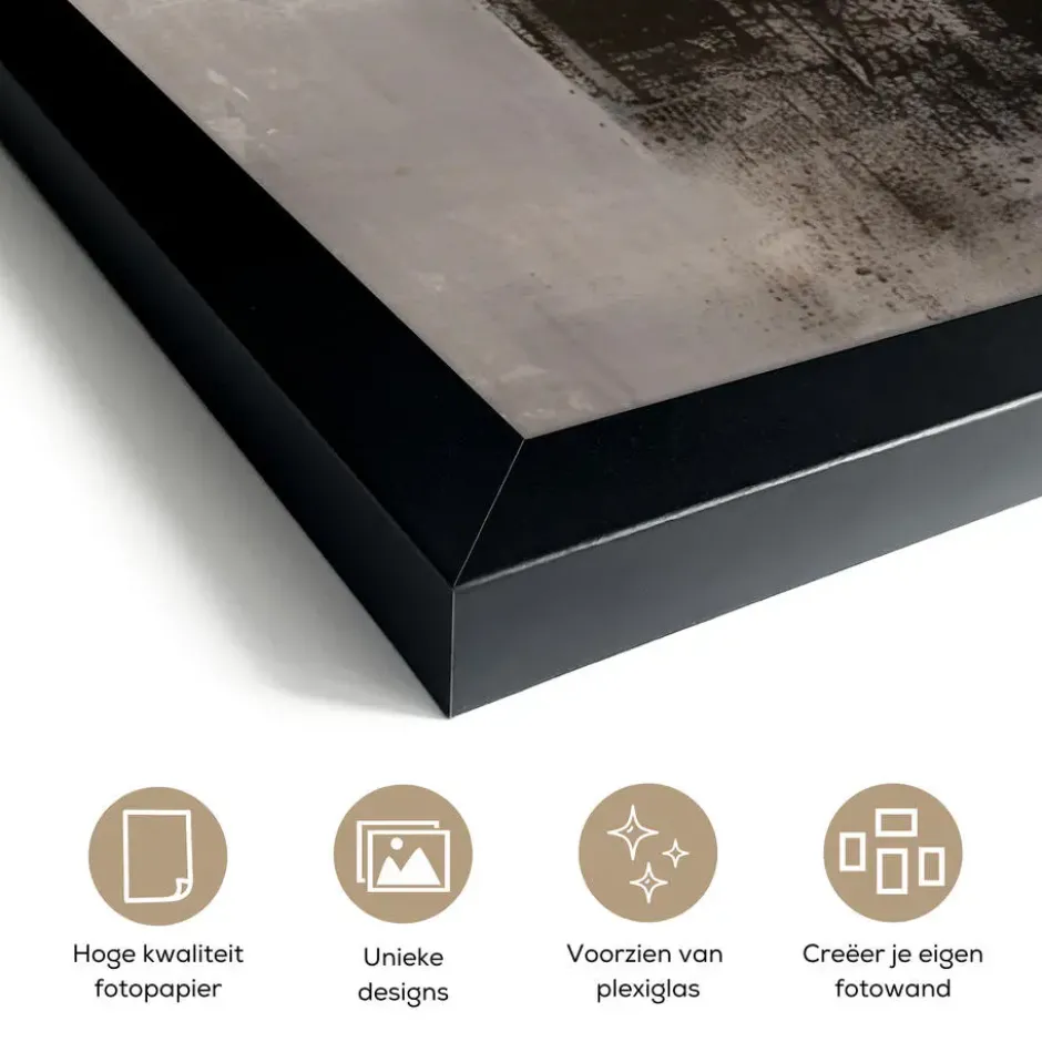 Poster met lijst 40x60 cm Abstract - Kunst - Grijs