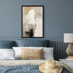 Poster met lijst 40x60 cm Abstract - Kunst - Grijs