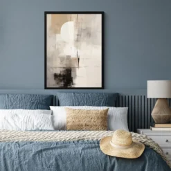 Poster met lijst 60x80 cm Abstract - Kunst - Grijs