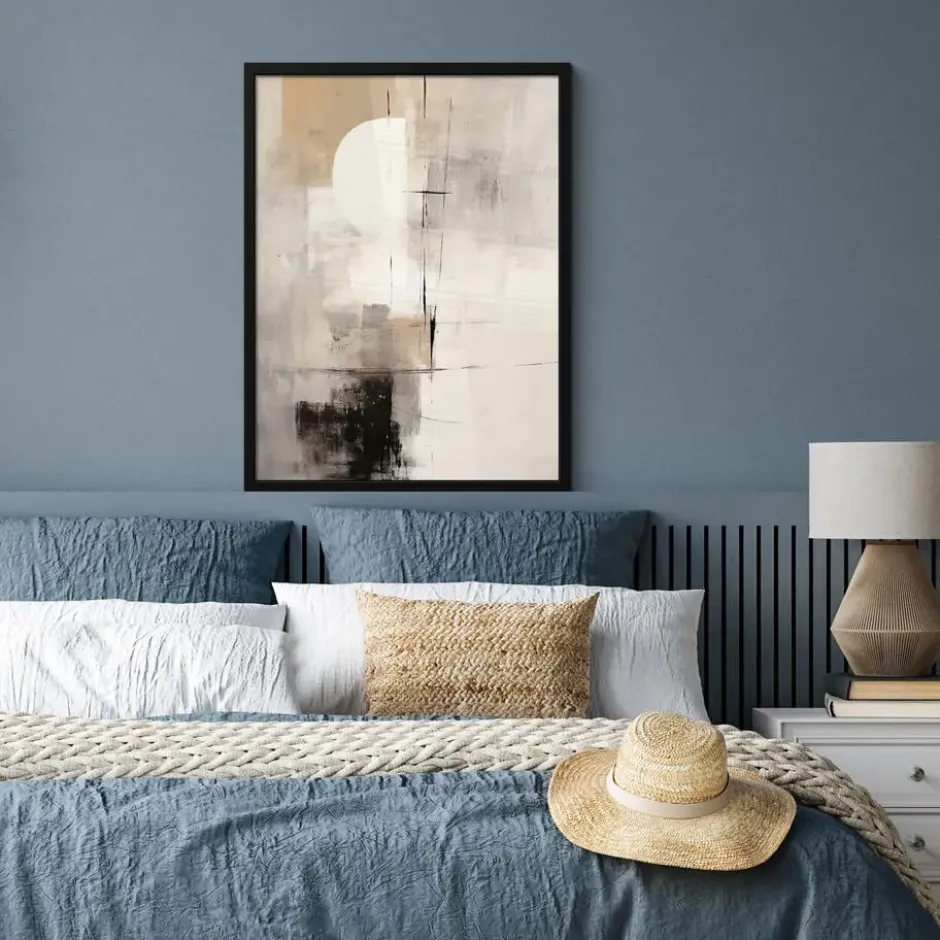 Poster met lijst 60x80 cm Abstract - Kunst - Grijs