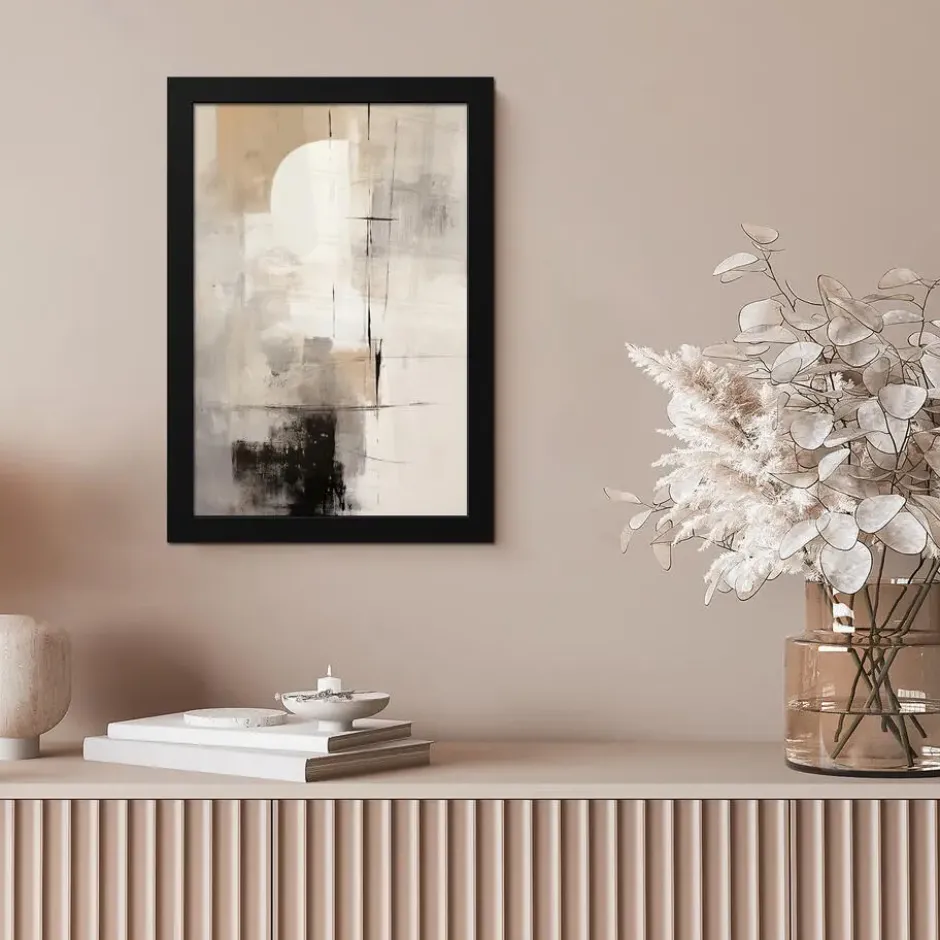 Poster met lijst 20x30 cm Abstract - Kunst - Grijs