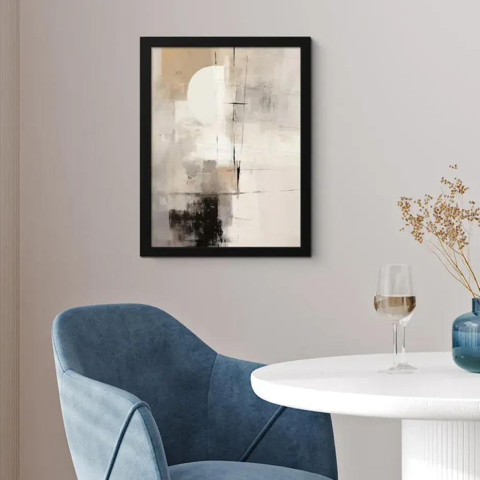 Poster met lijst 30x40 cm Abstract - Kunst - Grijs