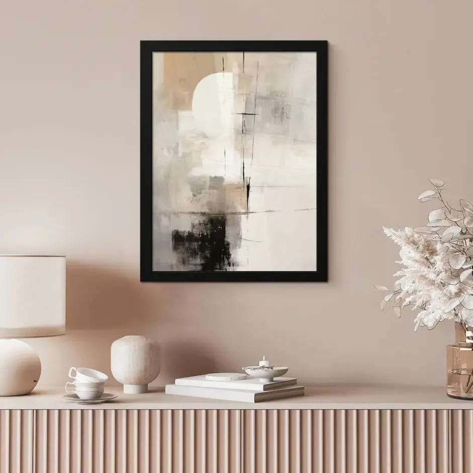 Poster met lijst 30x40 cm Abstract - Kunst - Grijs