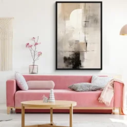 Poster met lijst 80x120 cm Abstract - Kunst - Grijs