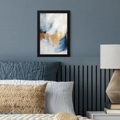 Poster met lijst 20x30 cm Goud - Blauw - Watercolor - Kunst - Modern