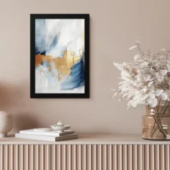 Poster met lijst 20x30 cm Goud - Blauw - Watercolor - Kunst - Modern