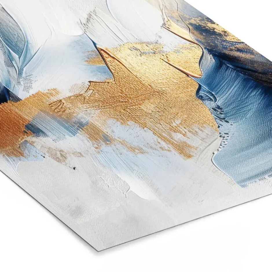 Poster met lijst 30x40 cm Goud - Blauw - Watercolor - Kunst - Modern