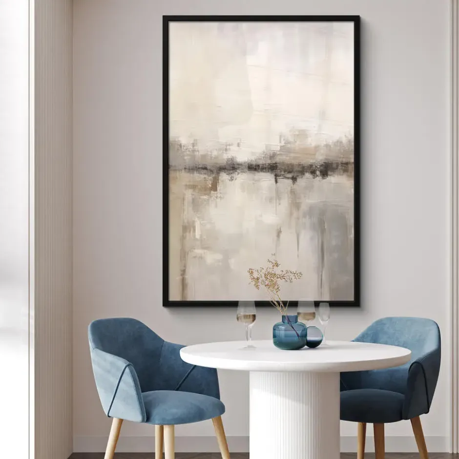 Poster met lijst 80x120 cm Moderne kunst - Abstract - Beige