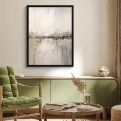 Poster met lijst 60x80 cm Moderne kunst - Abstract - Beige