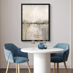 Poster met lijst 60x80 cm Moderne kunst - Abstract - Beige