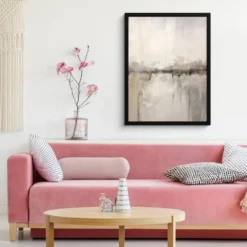 Poster met lijst 60x80 cm Moderne kunst - Abstract - Beige