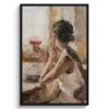 Poster met lijst 80x120 cm Olieverf - Vrouw - Wijn