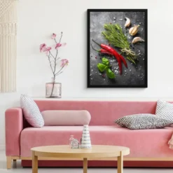 Poster met lijst 60x80 cm Peper - Kruiden - Specerijen - Beton