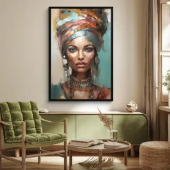 Poster met lijst 80x120 cm Vrouw - Kunst - Sieraden - Portret