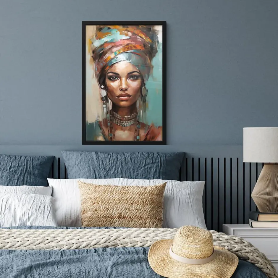 Poster met lijst 40x60 cm Vrouw - Kunst - Sieraden - Portret