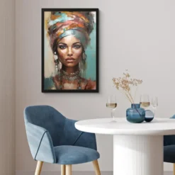 Poster met lijst 40x60 cm Vrouw - Kunst - Sieraden - Portret