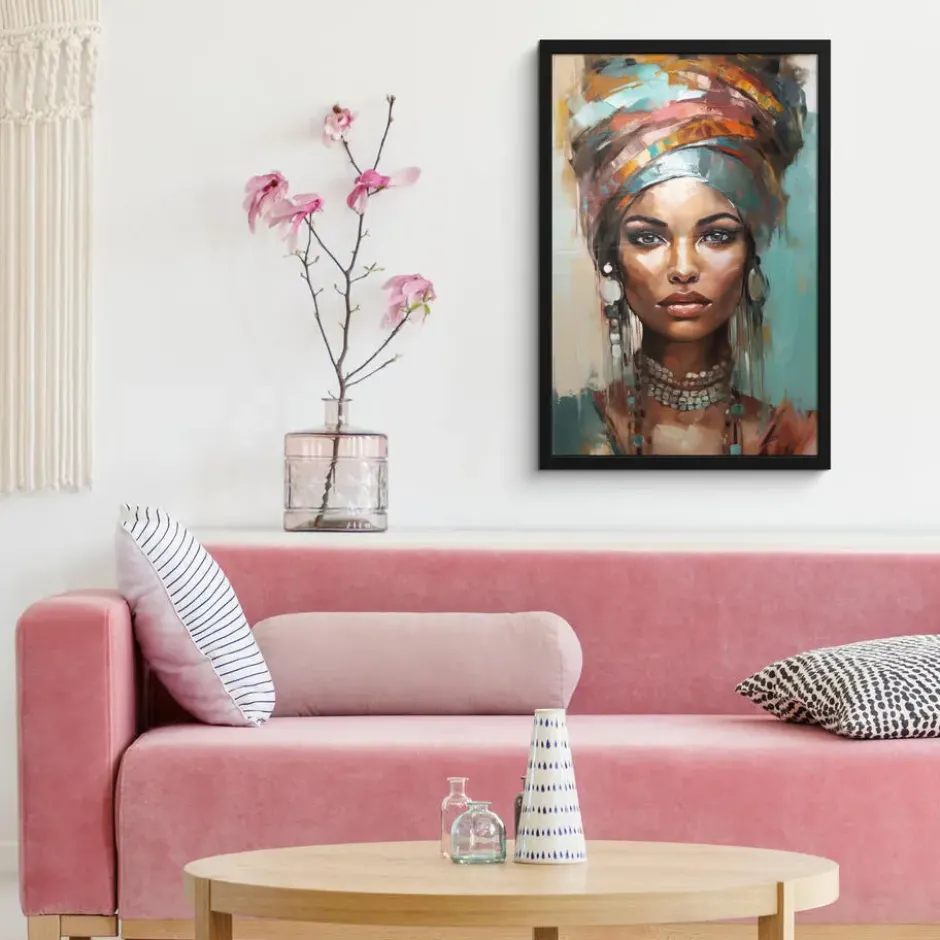Poster met lijst 40x60 cm Vrouw - Kunst - Sieraden - Portret