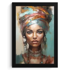 Poster met lijst 20x30 cm Vrouw - Kunst - Sieraden - Portret