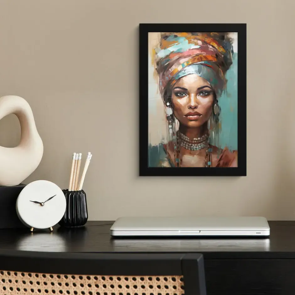Poster met lijst 20x30 cm Vrouw - Kunst - Sieraden - Portret