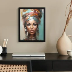 Poster met lijst 30x40 cm Vrouw - Kunst - Sieraden - Portret
