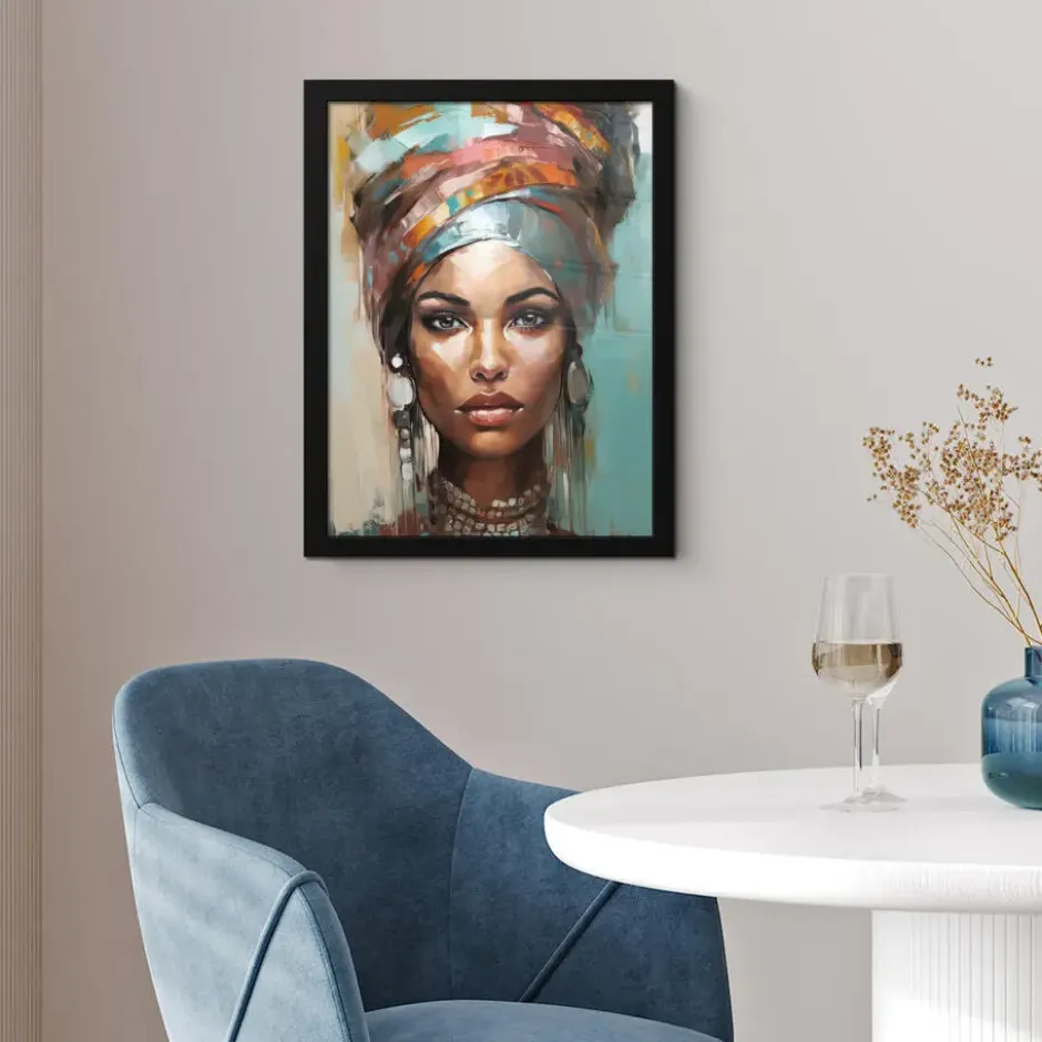 Poster met lijst 30x40 cm Vrouw - Kunst - Sieraden - Portret