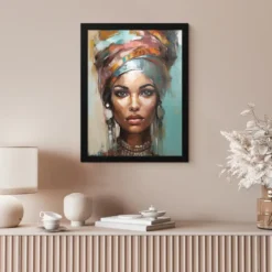 Poster met lijst 30x40 cm Vrouw - Kunst - Sieraden - Portret