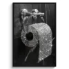 Poster met lijst 80x120 cm WC - Toilet papier - Zwart wit - Glitters