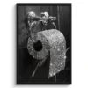 Poster met lijst 40x60 cm WC - Toilet papier - Zwart wit - Glitters