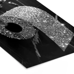 Poster met lijst 40x60 cm WC - Toilet papier - Zwart wit - Glitters