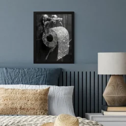 Poster met lijst 30x40 cm WC - Toilet papier - Zwart wit - Glitters