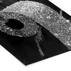 Poster met lijst 30x40 cm WC - Toilet papier - Zwart wit - Glitters