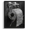 Poster met lijst 60x80 cm WC - Toilet papier - Zwart wit - Glitters