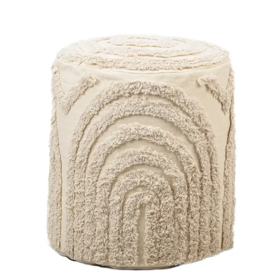 Pouf in beige stoffen Scandinavische stijl