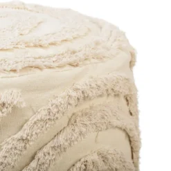 Pouf in beige stoffen Scandinavische stijl