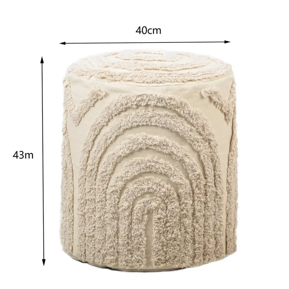 Pouf in beige stoffen Scandinavische stijl