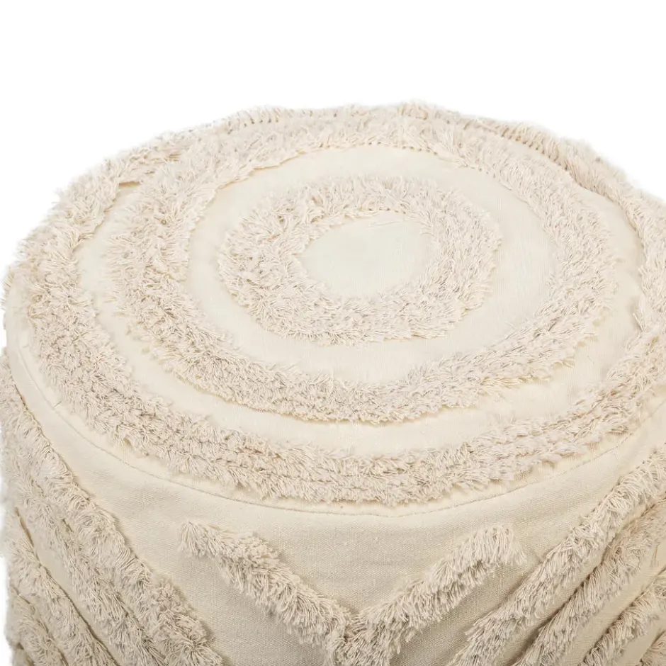 Pouf in beige stoffen Scandinavische stijl