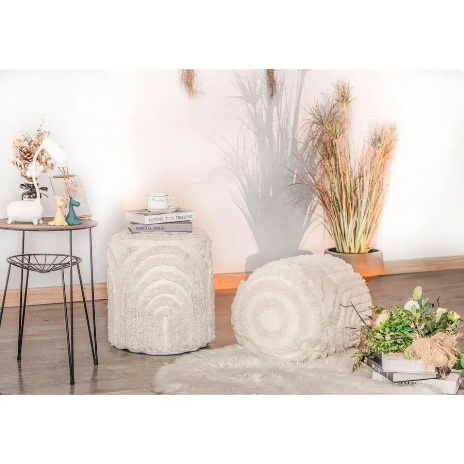Pouf in beige stoffen Scandinavische stijl