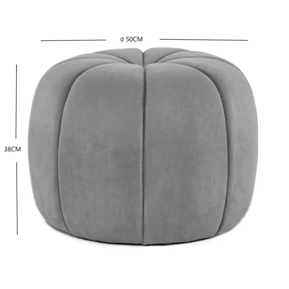 Pouf in roze fluweel met strepen