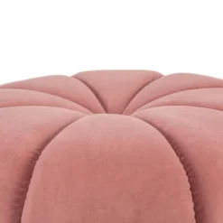 Pouf in roze fluweel met strepen