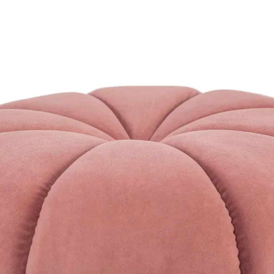 Pouf in roze fluweel met strepen