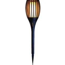 Prikspot - solar tuinverlichting - vlameffect - zwart - 78 cm